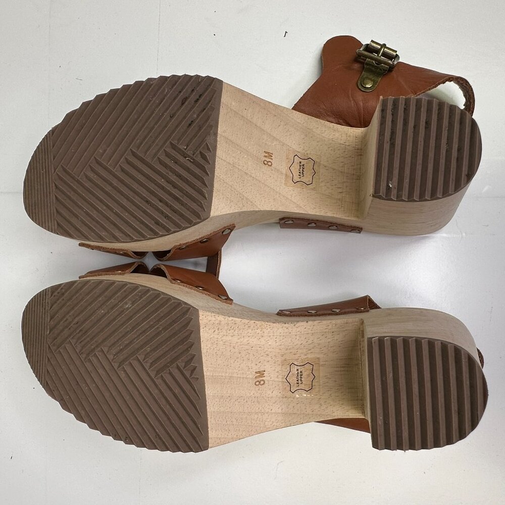 NWOB LOFT Criss Cross Brown Leather Sandals Heels Size 8M - Picture 5 of 8